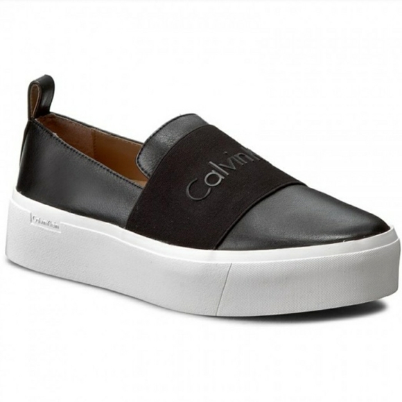 COPY - Calvin Klein Slip Ons Black Leather size 8 Women - Picture 2 of 2